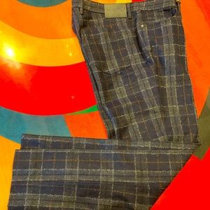 Plaid wool dress pants